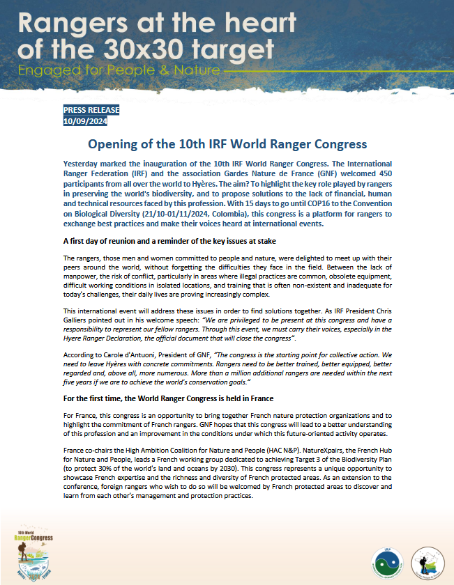 Opening of the 10th IRF World Ranger Congress